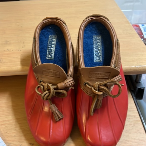 Sperry Tops Siders Duck Shoe sz 5.5 Red Slicker Slides - Picture 5 of 9